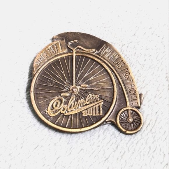 Vintage 70's Columbia Built Bicycle Brass Belt Buckle - Picture 2 of 6